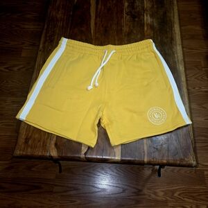 YoungLA Yellow Athletic Shorts with White Stripes